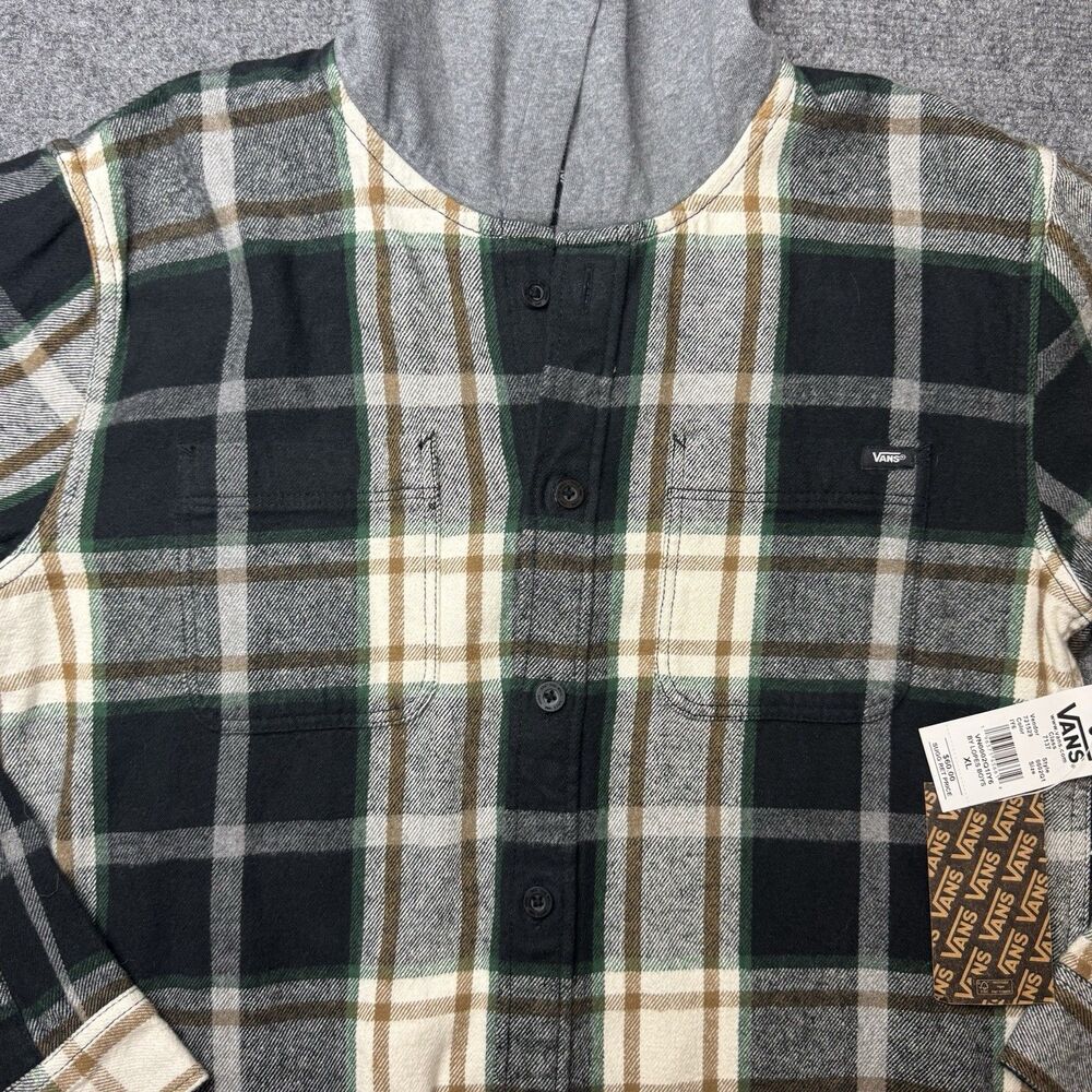 VANS Flannel Hoodie Lopes Boys XL Plaid Button Up Long Sleeve Outdoor Skater IY6